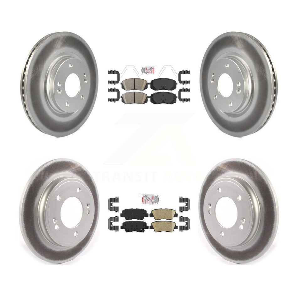 Front Rear Ceramic Pad Coated Disc Brake Rotors Kit For Kia Forte Hyundai Veloster Forte5 KGA-102781