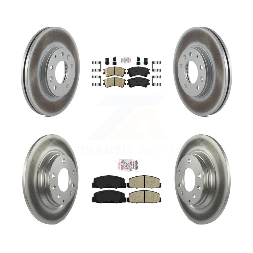Front Ceramic Rear Semi-Metallic Pad & Coated Disc Brake Rotors Kit For 2003-2005 Mazda 6 KGA-102793