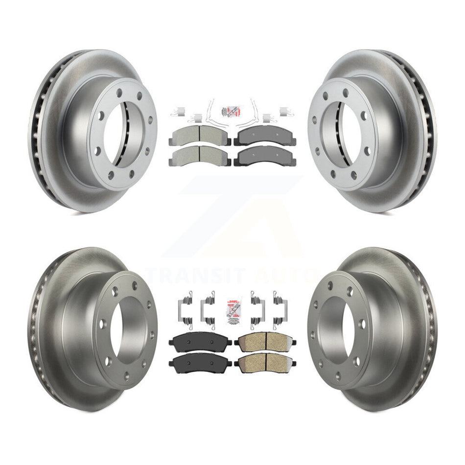 Front Rear Semi-Metallic Pad Coat Brake Rotor Kit For Ford F-250 Super Duty Excursion 4WD KGA-102836