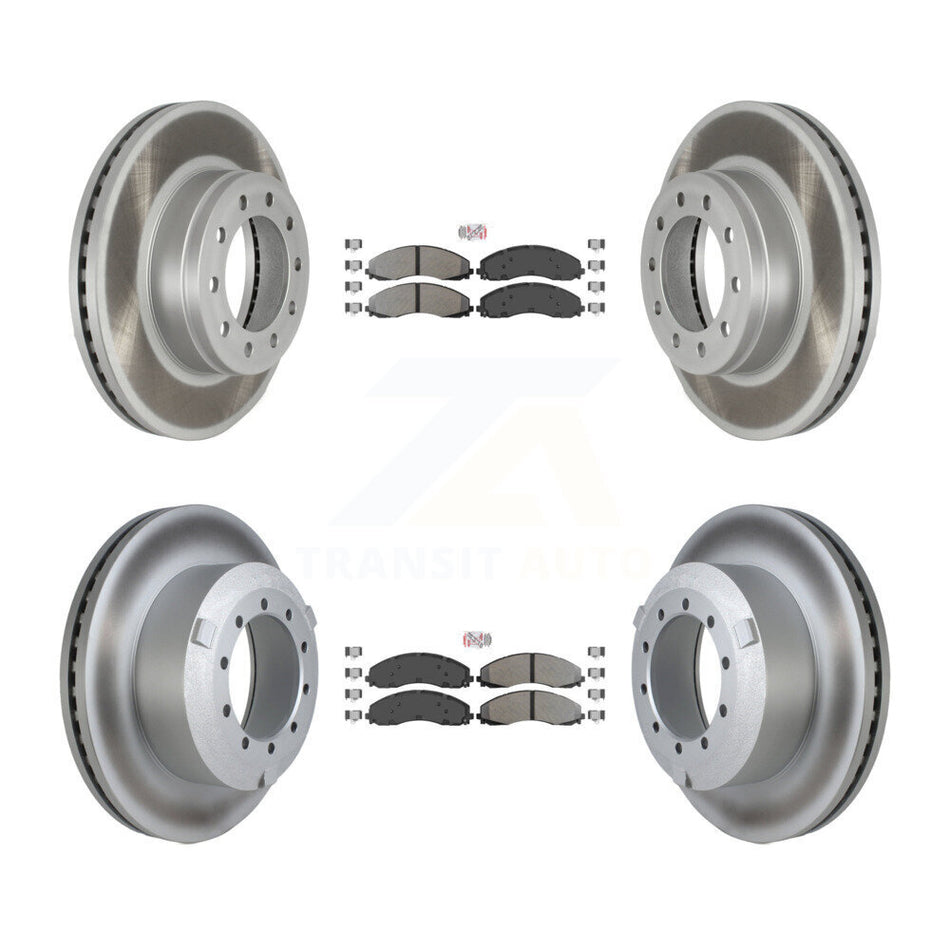 Front Rear Semi-Metallic Pad Coated Brake Rotor Kit For Ford F-450 Super Duty F-550 F-600 KGA-102870