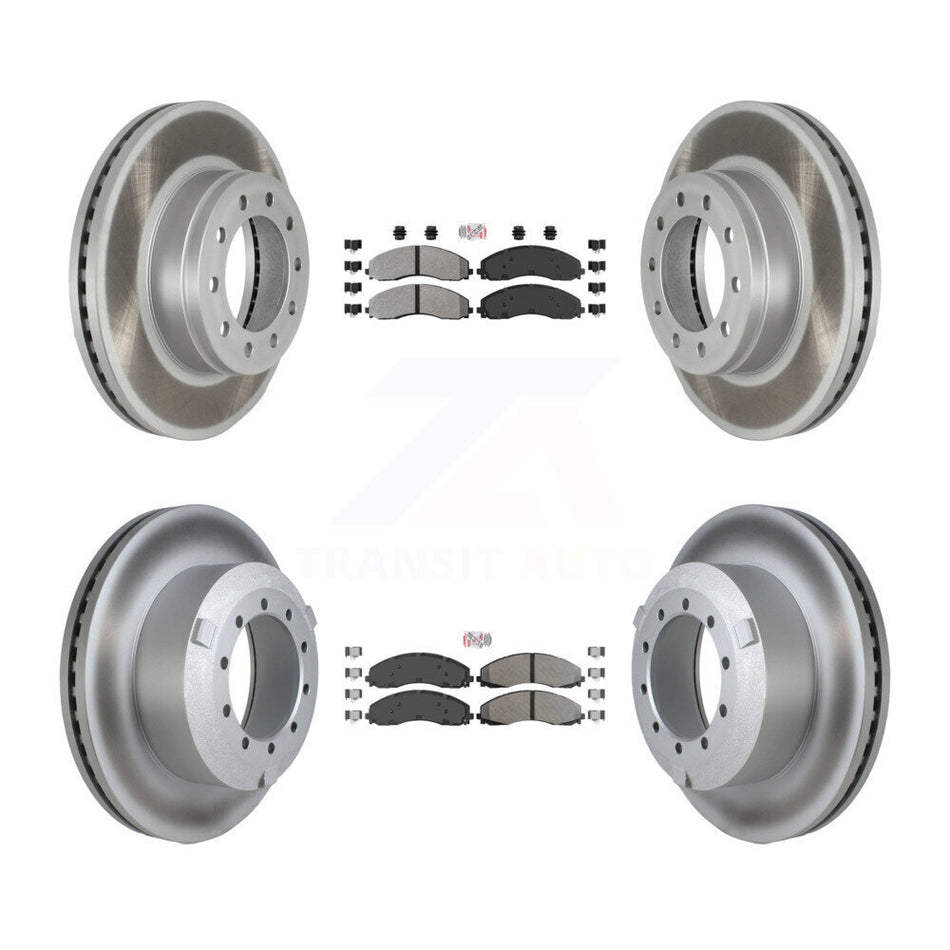 Front Rear Semi-Metallic Pad Coated Brake Rotor Kit For Ford F-450 Super Duty F-550 F-600 KGA-102871