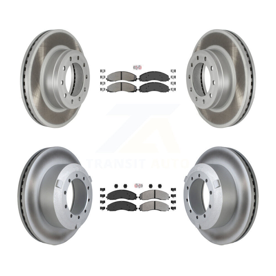 Front Rear Semi-Metallic Pad Coated Brake Rotor Kit For Ford F-450 Super Duty F-550 F-600 KGA-102872