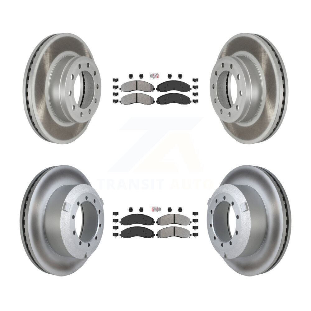 Front Rear Semi-Metallic Pad Coated Brake Rotor Kit For Ford F-450 Super Duty F-550 F-600 KGA-102873