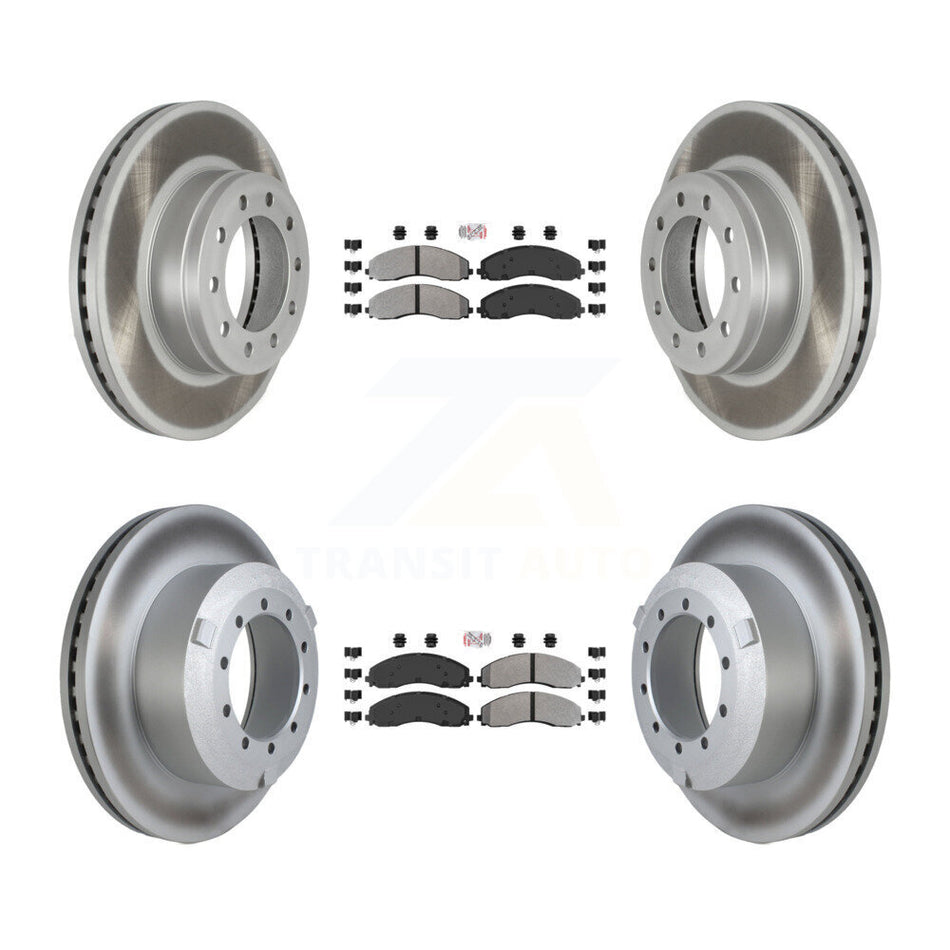 Front Rear Semi-Metallic Pad Coated Brake Rotor Kit For Ford F-450 Super Duty F-550 F-600 KGA-102873