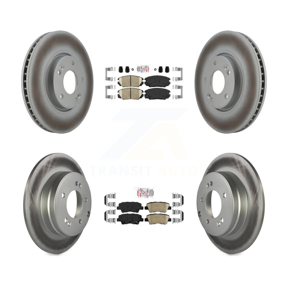 Front Rear Ceramic Pads And Coated Disc Brake Rotors Kit For Hyundai Sonata 3.3L KGA-103016
