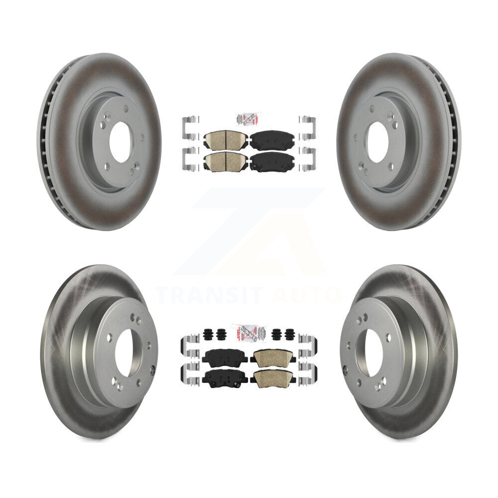 Front Rear Ceramic Pads And Coated Disc Brake Rotors Kit For Hyundai Sonata 3.3L KGA-103019