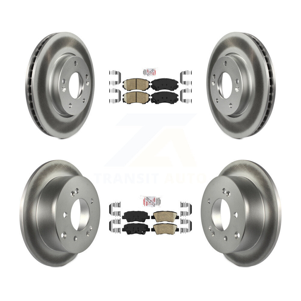 Front Rear Ceramic Pads And Coated Disc Brake Rotors Kit For 2010-2011 Kia Soul 2.0L KGA-103022
