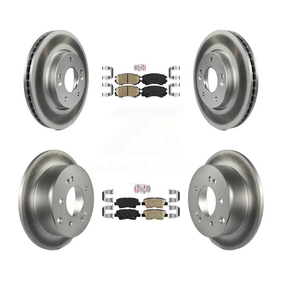 Front Rear Ceramic Pads And Coated Disc Brake Rotors Kit For 2010-2011 Kia Soul 2.0L KGA-103022