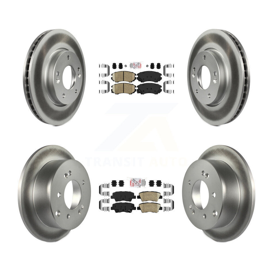 Front Rear Ceramic Pads And Coated Disc Brake Rotors Kit For 2010-2011 Kia Soul 2.0L KGA-103023