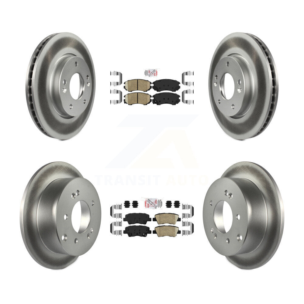 Front Rear Ceramic Pads And Coated Disc Brake Rotors Kit For 2010-2011 Kia Soul 2.0L KGA-103024
