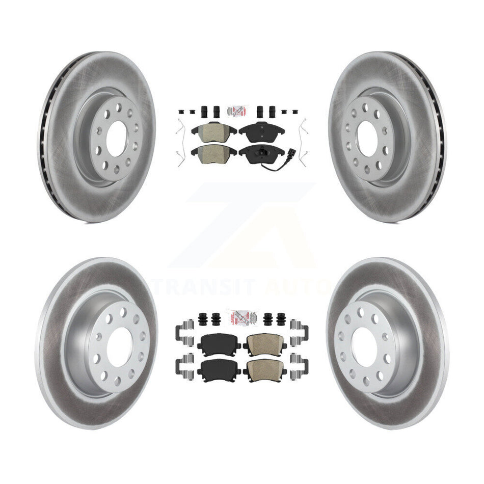 Front Semi-Metallic Rear Ceramic Pad Coated Brake Rotor Kit For Volkswagen GTI Passat Eos KGA-103043