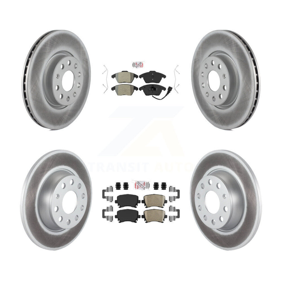 Front Semi-Metallic Rear Ceramic Pad Coated Brake Rotor Kit For Volkswagen GTI Passat Eos KGA-103044