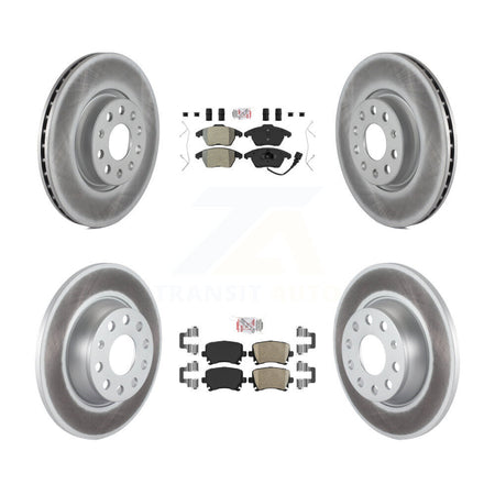Front Semi-Metallic Rear Ceramic Pad Coated Brake Rotor Kit For Volkswagen GTI Passat Eos KGA-103049
