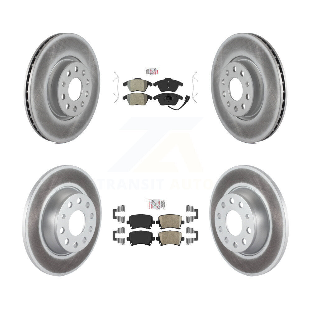Front Semi-Metallic Rear Ceramic Pad Coated Brake Rotor Kit For Volkswagen GTI Passat Eos KGA-103050