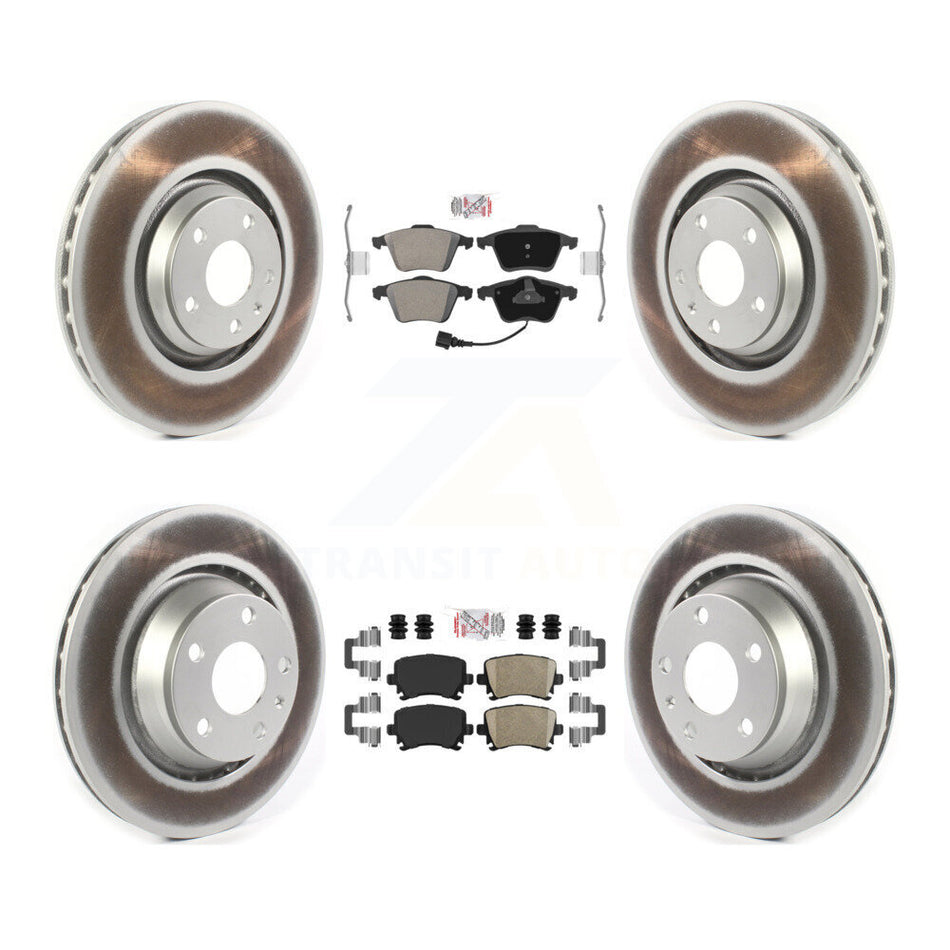 Front Semi-Metallic Rear Ceramic Pad Coat Brake Rotors Kit For 2009-2015 Audi TTS Quattro KGA-103059