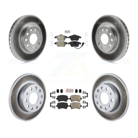 Front Semi-Metallic Rear Ceramic Pad & Coated Disc Brake Rotors Kit For Volkswagen Rabbit KGA-103072