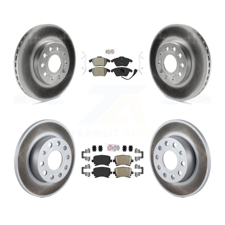 Front Semi-Metallic Rear Ceramic Pad & Coated Disc Brake Rotors Kit For Volkswagen Rabbit KGA-103072