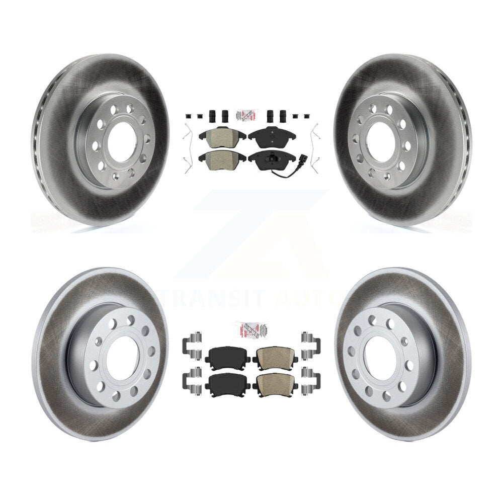 Front Semi-Metallic Rear Ceramic Pad & Coated Disc Brake Rotors Kit For Volkswagen Rabbit KGA-103073