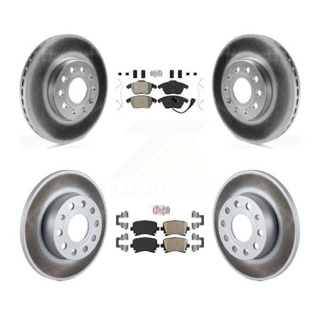 Front Semi-Metallic Rear Ceramic Pad & Coated Disc Brake Rotors Kit For Volkswagen Rabbit KGA-103073