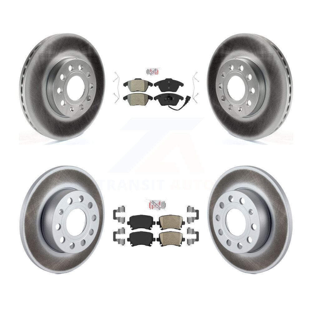Front Semi-Metallic Rear Ceramic Pad & Coated Disc Brake Rotors Kit For Volkswagen Rabbit KGA-103074