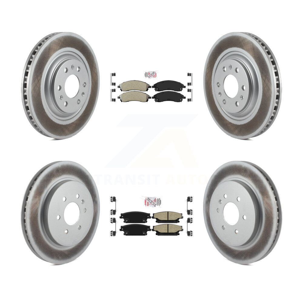 Front Rear Semi-Metallic Pads And Coated Disc Brake Rotors Kit For Cadillac SRX KGA-103087