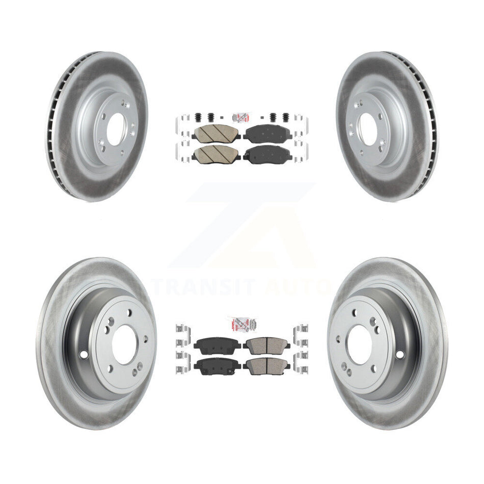 Front Rear Ceramic Pads And Coated Disc Brake Rotors Kit For Hyundai Genesis 3.8L KGA-103107