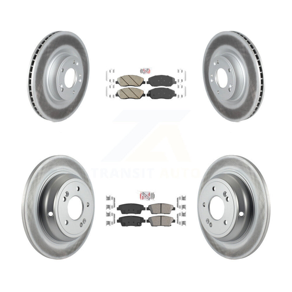 Front Rear Ceramic Pads And Coated Disc Brake Rotors Kit For Hyundai Genesis 3.8L KGA-103108