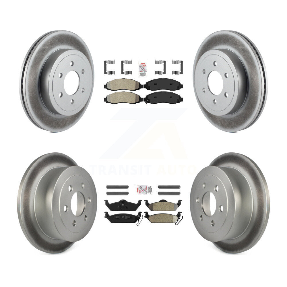 Front Rear Semi-Metallic Pads And Coated Disc Brake Rotors Kit For 2003-2004 Dodge Dakota KGA-103109
