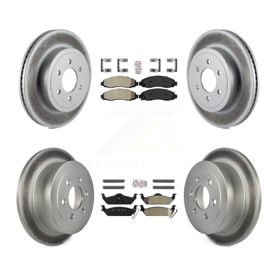 Front Rear Semi-Metallic Pads And Coated Disc Brake Rotors Kit For 2003-2004 Dodge Dakota KGA-103109