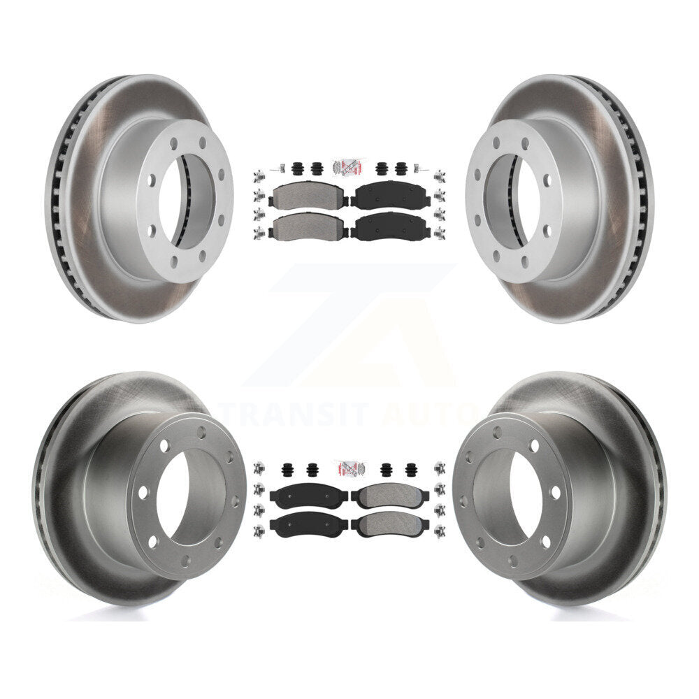 Front Rear Semi-Metallic Pad & Coated Brake Rotor Kit For Ford F-250 Super Duty F-350 4WD KGA-103110