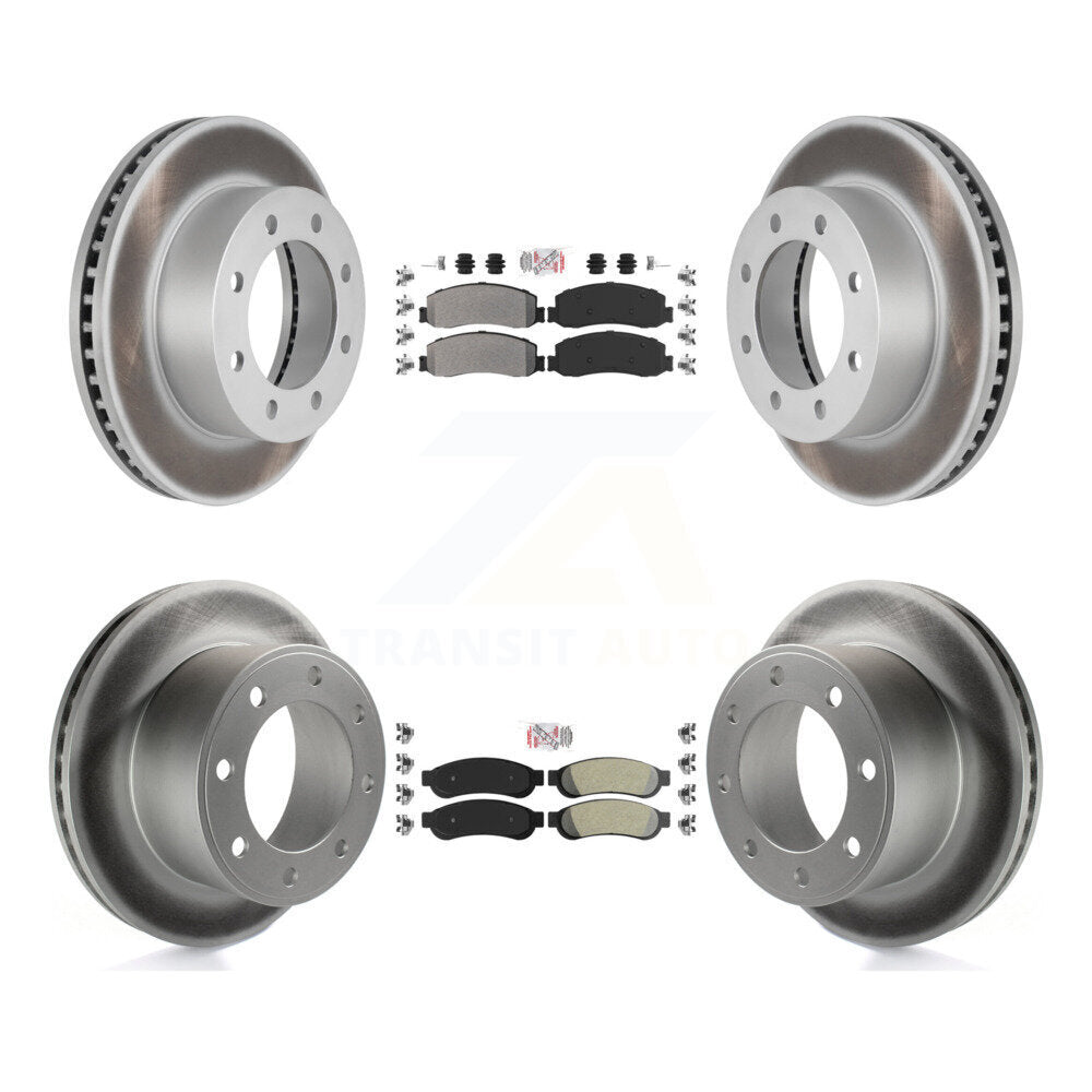 Front Rear Semi-Metallic Pad & Coated Brake Rotor Kit For Ford F-250 Super Duty F-350 4WD KGA-103112