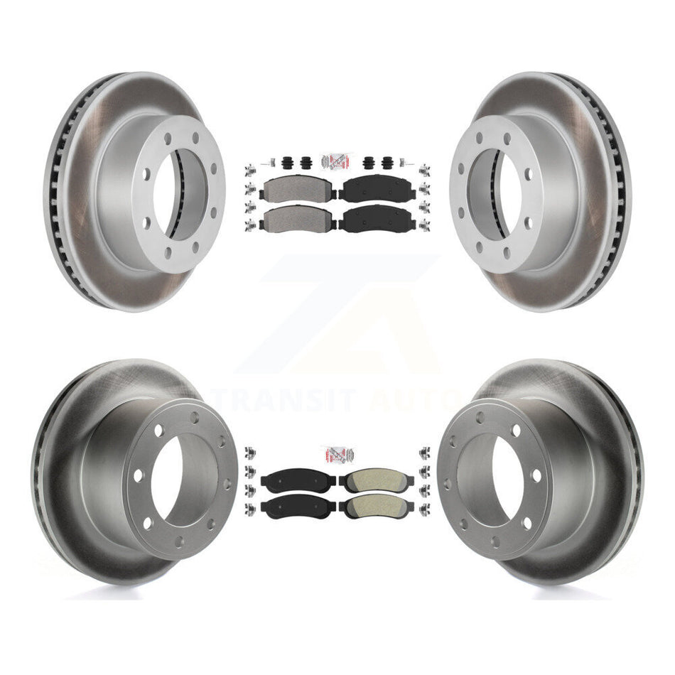 Front Rear Semi-Metallic Pad & Coated Brake Rotor Kit For Ford F-250 Super Duty F-350 4WD KGA-103112