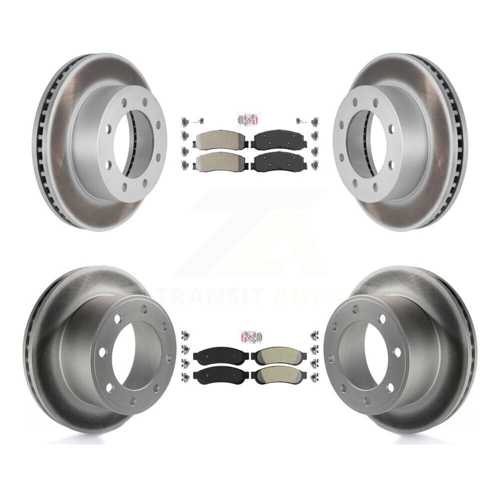 Front Rear Semi-Metallic Pad & Coated Brake Rotor Kit For Ford F-350 Super Duty F-250 4WD KGA-103117