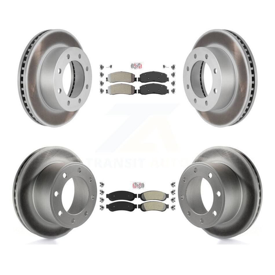 Front Rear Semi-Metallic Pad & Coated Brake Rotor Kit For Ford F-350 Super Duty F-250 4WD KGA-103117