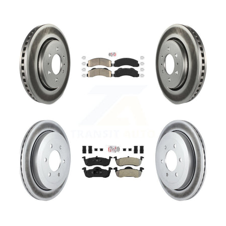 Front Ceramic Rear Semi-Metallic Pad & Coated Brake Rotor Kit For Ford Expedition Lincoln KGA-103249