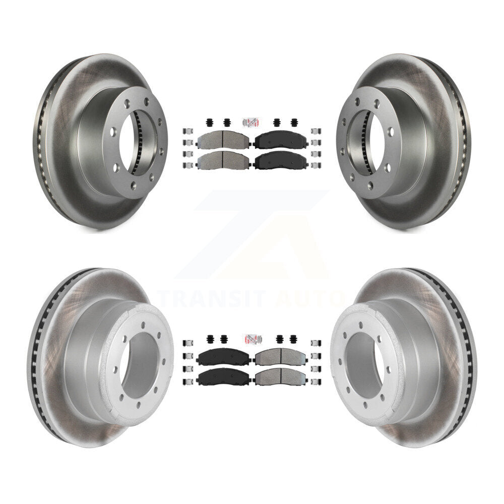Front Rear Semi-Metallic Pad Coated Brake Rotor Kit For Ford F-350 Super Duty F-250 F-450 KGA-103276