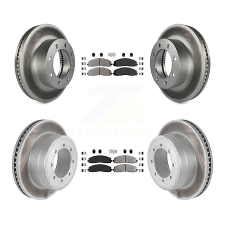 Front Rear Semi-Metallic Pad Coated Brake Rotor Kit For Ford F-350 Super Duty F-250 F-450 KGA-103276