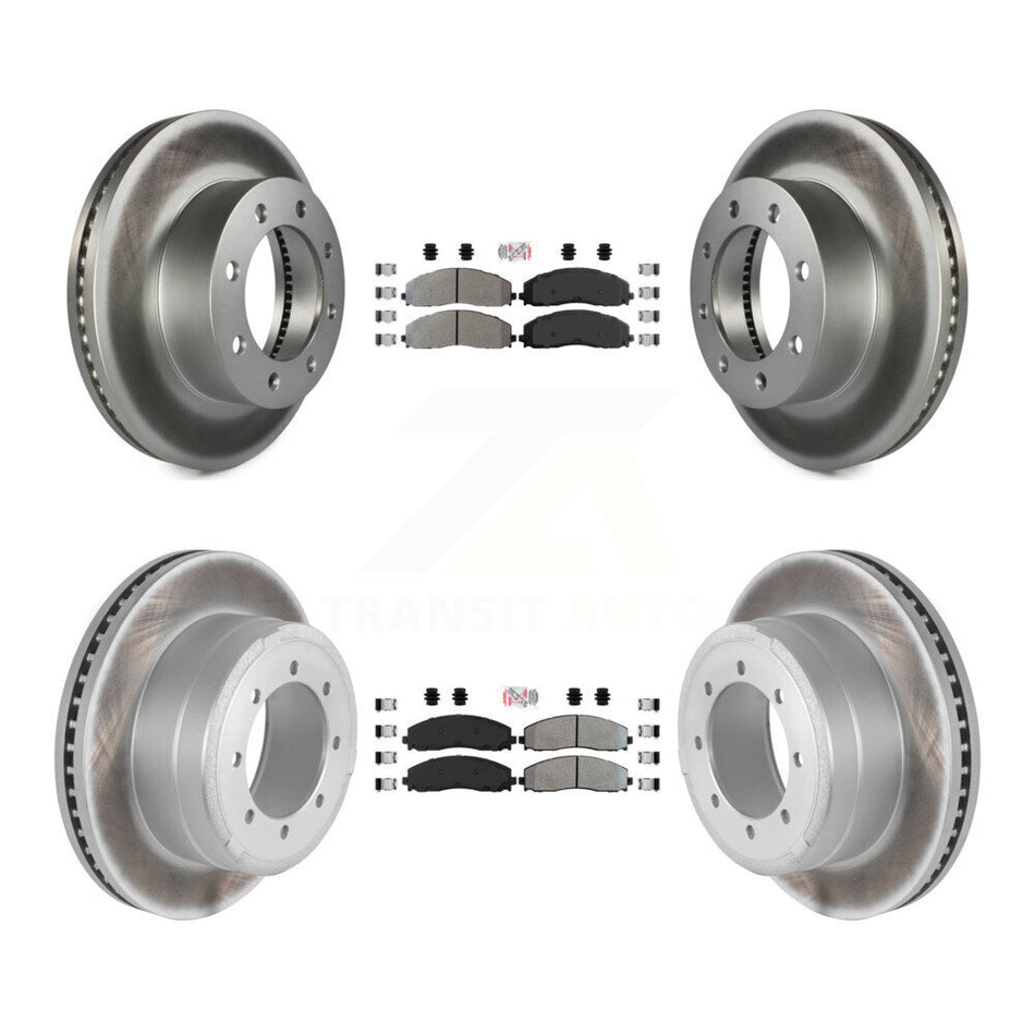 Front Rear Semi-Metallic Pad Coated Brake Rotor Kit For Ford F-350 Super Duty F-250 F-450 KGA-103276