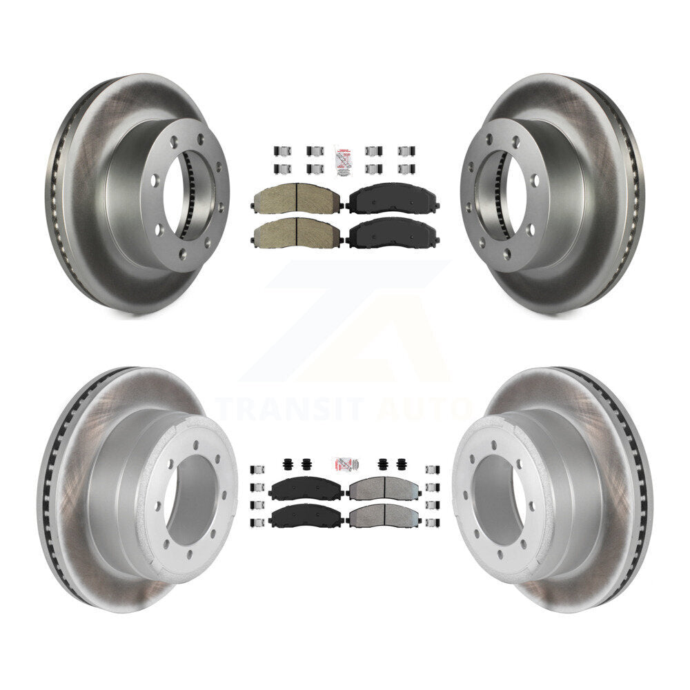 Front Rear Semi-Metallic Pad Coated Brake Rotor Kit For Ford F-350 Super Duty F-250 F-450 KGA-103277