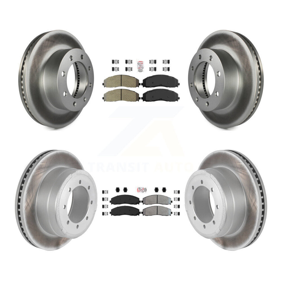 Front Rear Semi-Metallic Pad Coated Brake Rotor Kit For Ford F-350 Super Duty F-250 F-450 KGA-103277