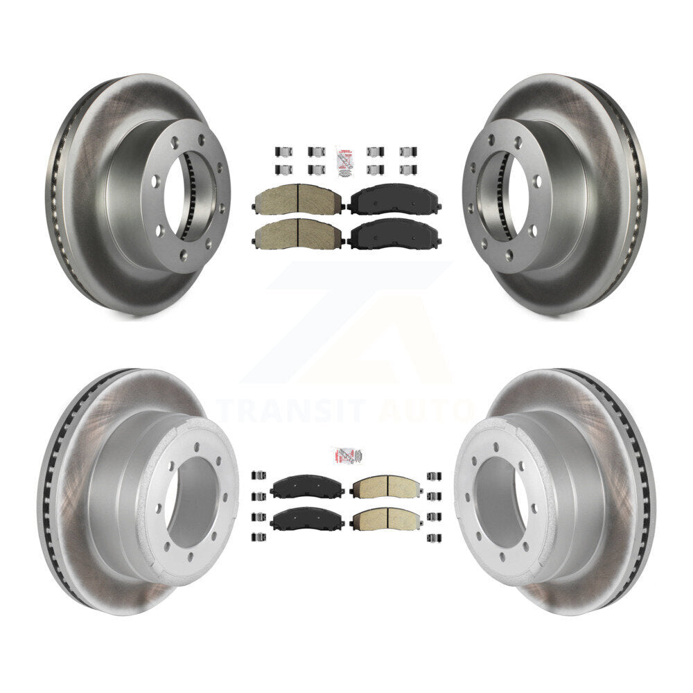 Front Rear Semi-Metallic Pad Coated Brake Rotor Kit For Ford F-350 Super Duty F-250 F-450 KGA-103279