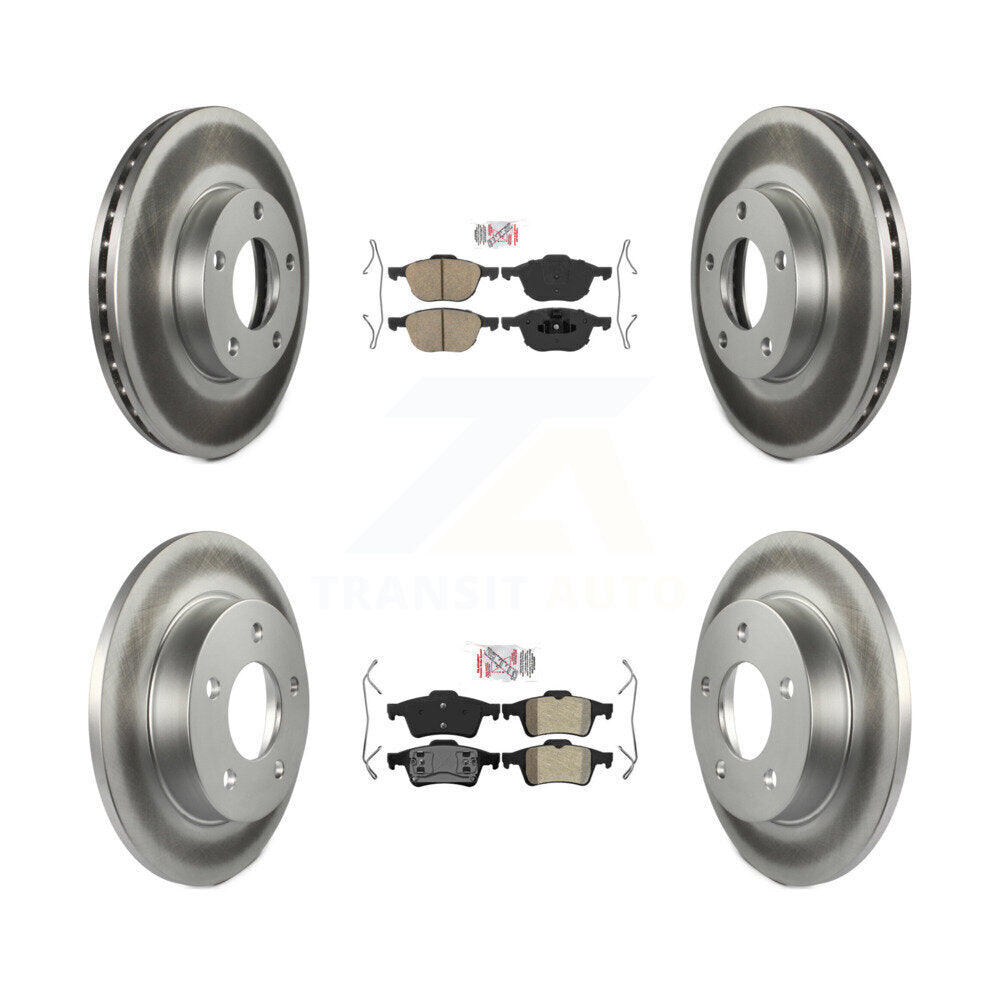 Front Ceramic Rear Semi-Metallic Pad Coat Disc Brake Rotor Kit For 2004-2005 Mazda 3 2.0L KGA-103345