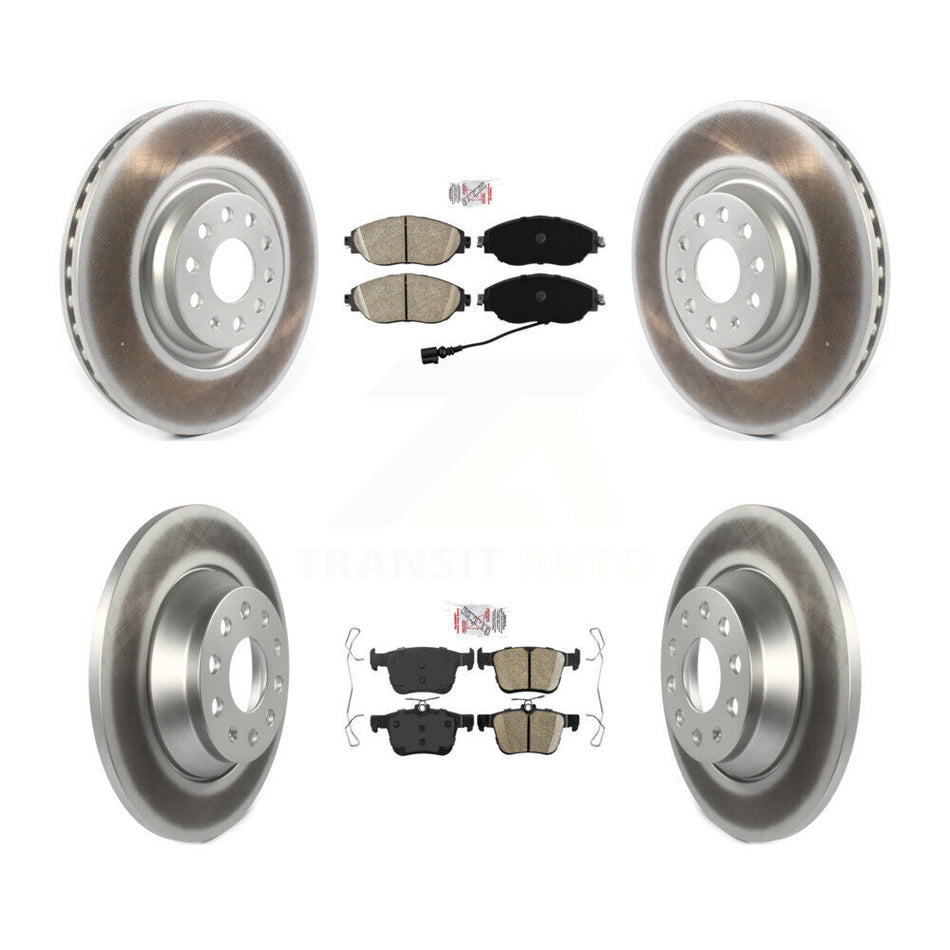 Front Rear Ceramic Pad & Coated Disc Brake Rotors Kit For 2019-2021 Volkswagen Jetta 2.0L KGA-103353