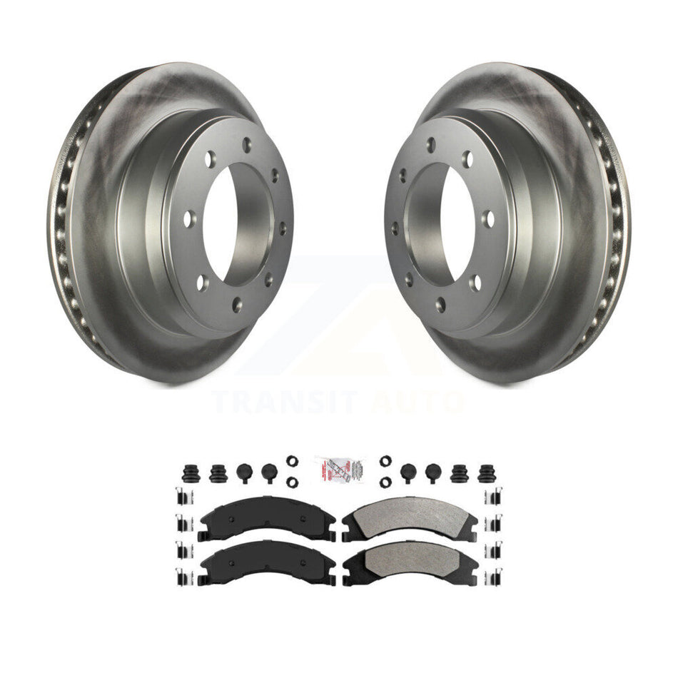 Rear Coated Disc Brake Rotors Semi-Metallic Pad Kit For Ford E-350 Super Duty E-250 E-150 KGA-103374