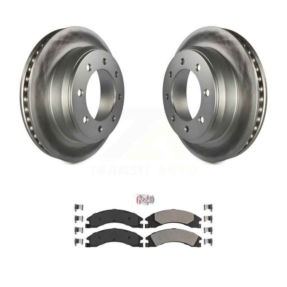 Rear Coated Disc Brake Rotors Semi-Metallic Pad Kit For Ford E-350 Super Duty E-250 E-150 KGA-103376