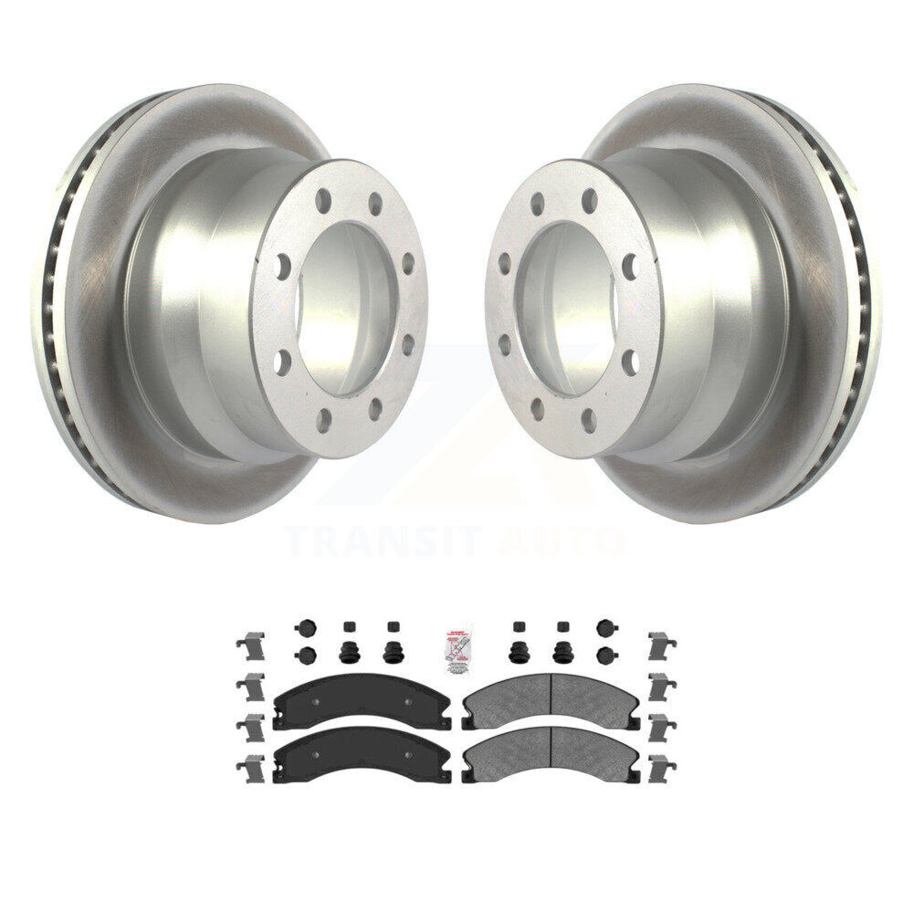 Rear Coated Brake Rotors Semi-Metallic Pad Kit For GMC Savana 3500 Chevrolet Express 4500 KGA-103521