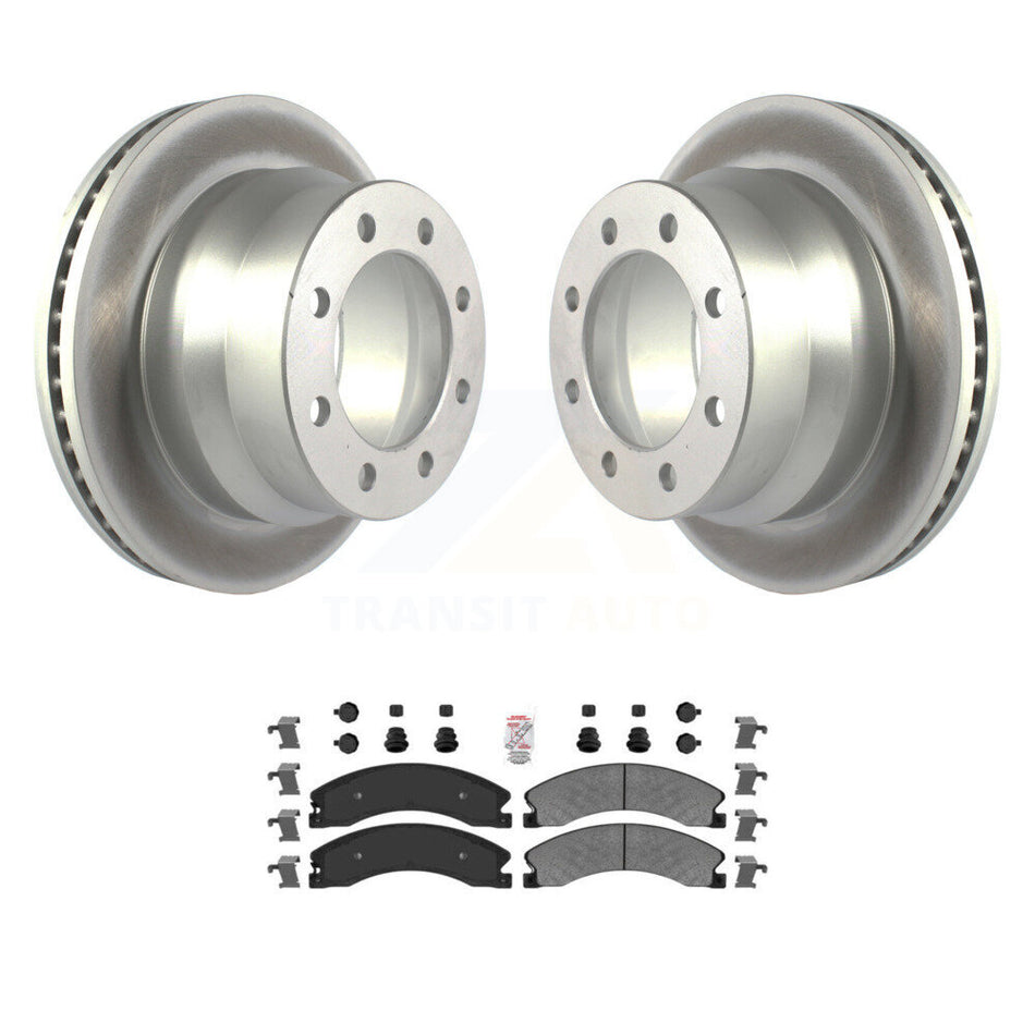 Rear Coated Brake Rotors Semi-Metallic Pad Kit For GMC Savana 3500 Chevrolet Express 4500 KGA-103521