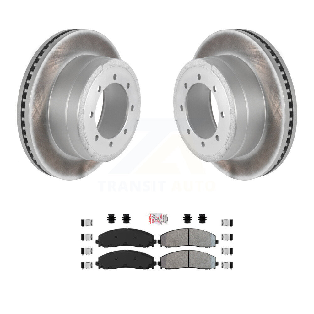 Rear Coated Disc Brake Rotors Semi-Metallic Pad Kit For Ford F-350 Super Duty F-250 F-450 KGA-103661