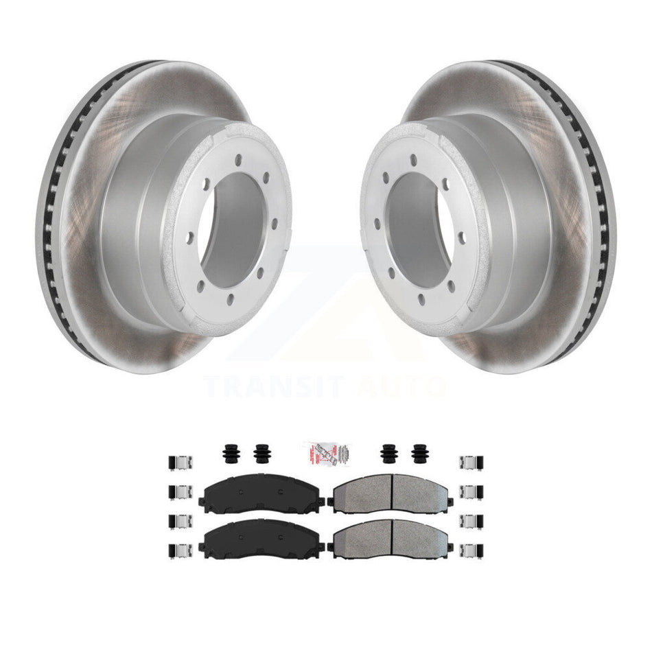 Rear Coated Disc Brake Rotors Semi-Metallic Pad Kit For Ford F-350 Super Duty F-250 F-450 KGA-103661