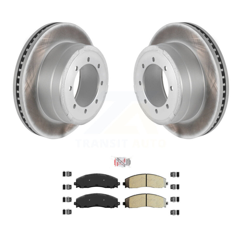 Rear Coated Disc Brake Rotors Semi-Metallic Pad Kit For Ford F-350 Super Duty F-250 F-450 KGA-103662